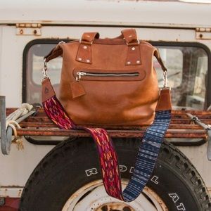 Ixchel Triangle Leather Brief Bag- Tan